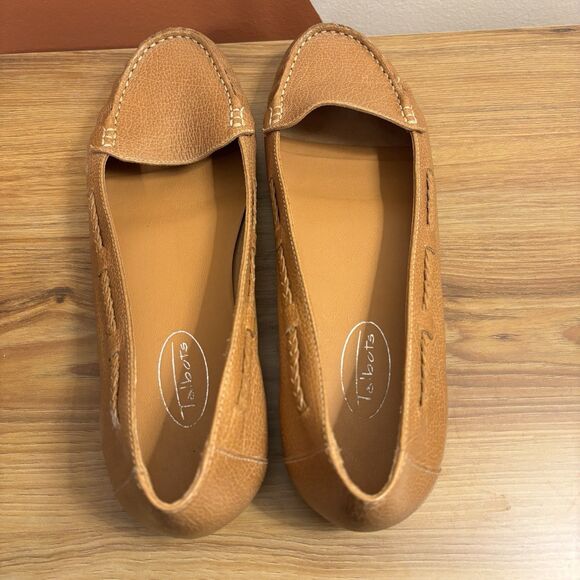 Talbots leather loafers Size 7 1/2 camel brown braided flats preppy old money - Picture 6 of 7